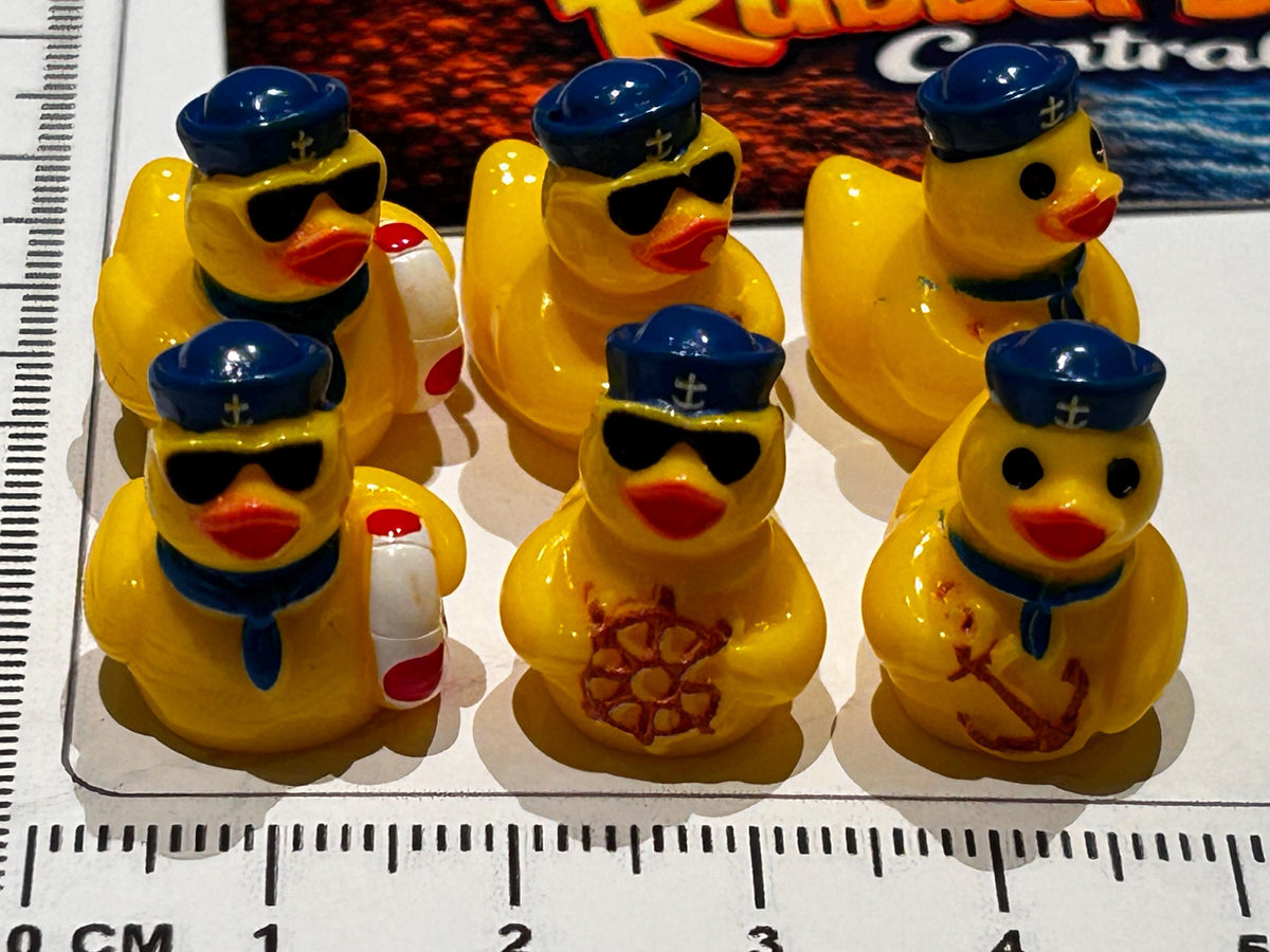 Set of 6, Yellow Nautical Sailor Themed Mini Resin Ducks, Magnetic or Non-Magnetic, Optional Personalized Duck Hiding Tags