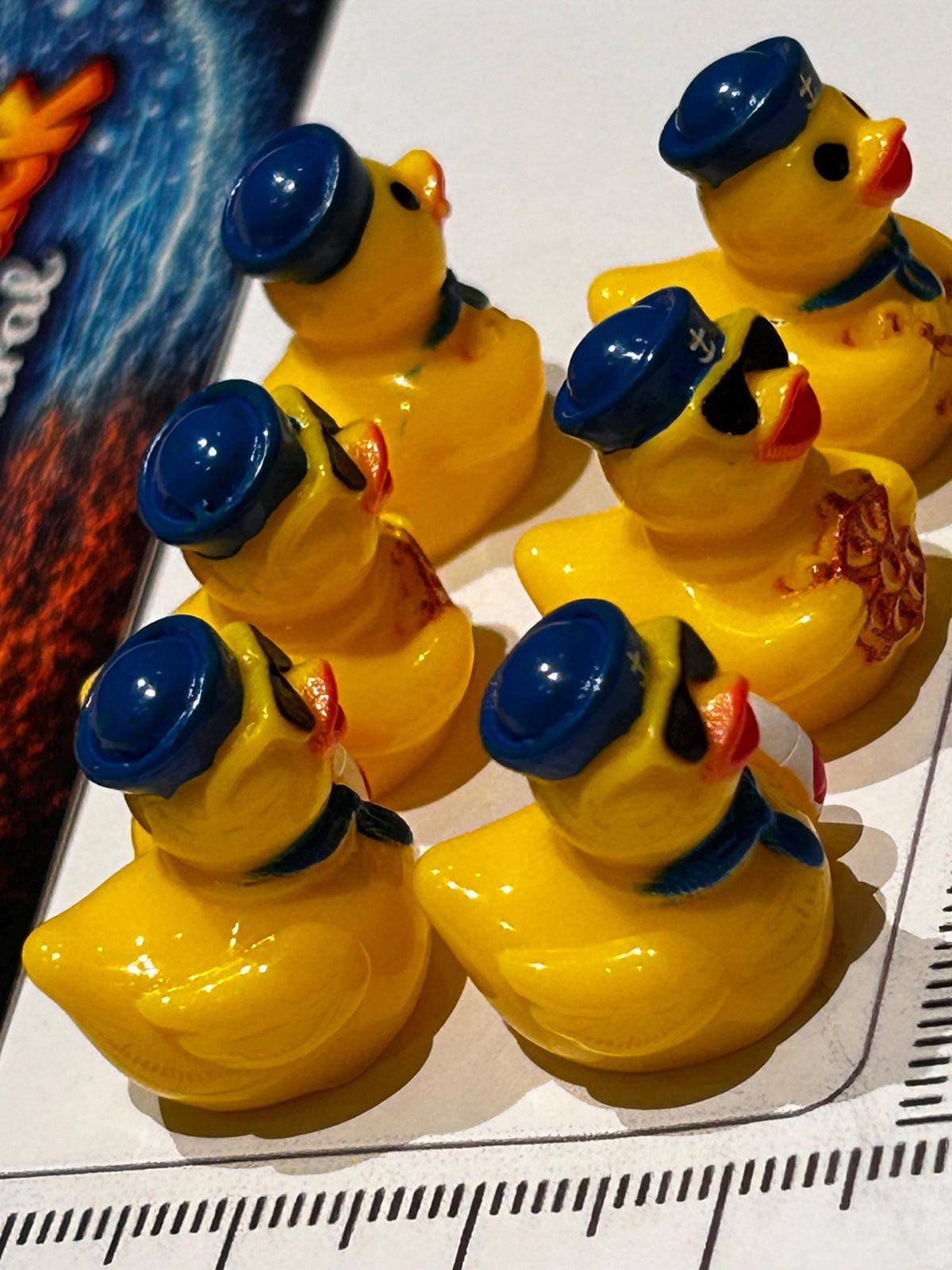 Set of 6, Yellow Nautical Sailor Themed Mini Resin Ducks, Magnetic or Non-Magnetic, Optional Personalized Duck Hiding Tags
