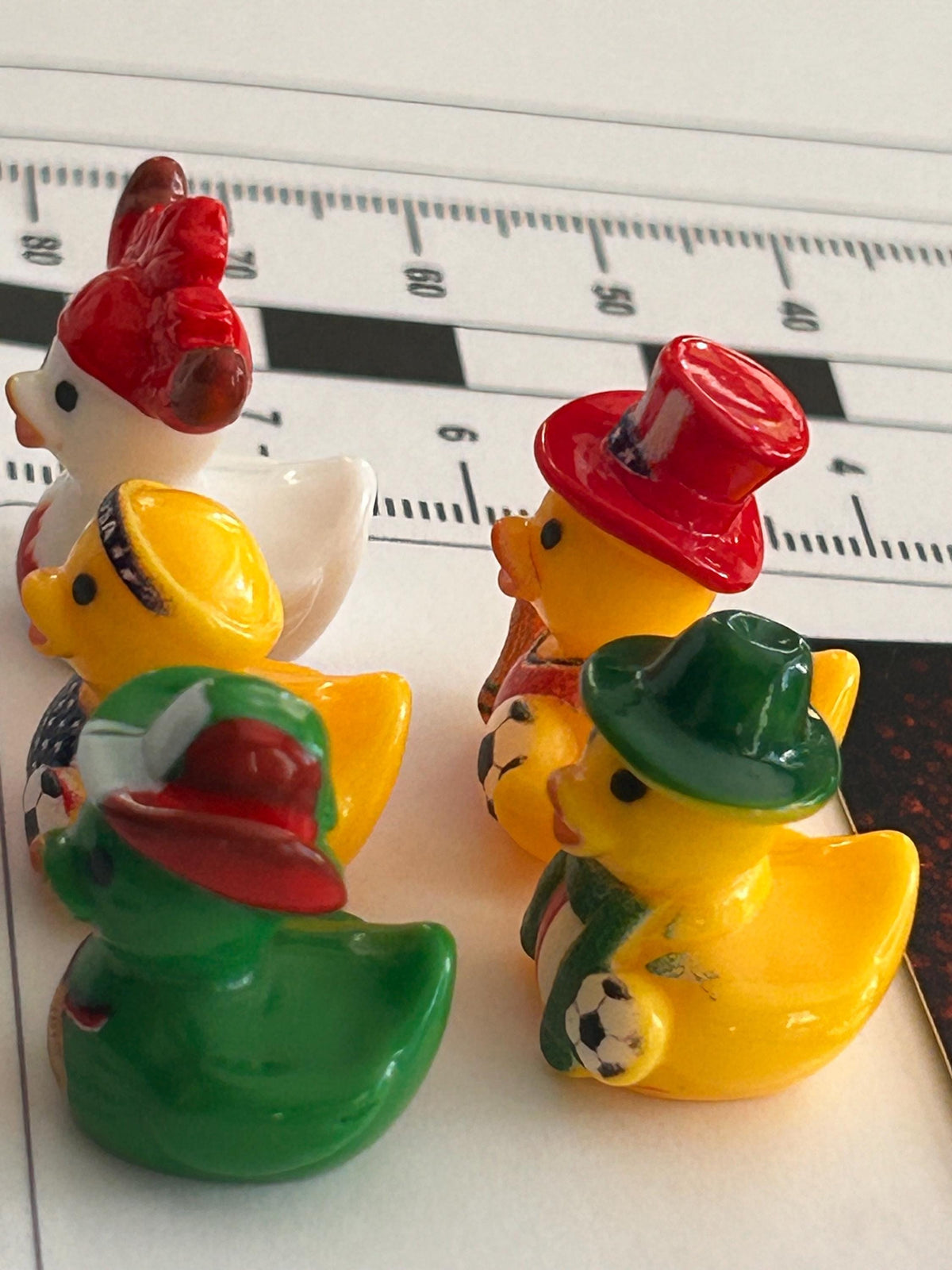 Set of 5, Soccer Teams World Cup (Set 1) Themed Mini Resin Ducks, Magnetic or Non-Magnetic, Optional Personalized Duck Hiding Tags
