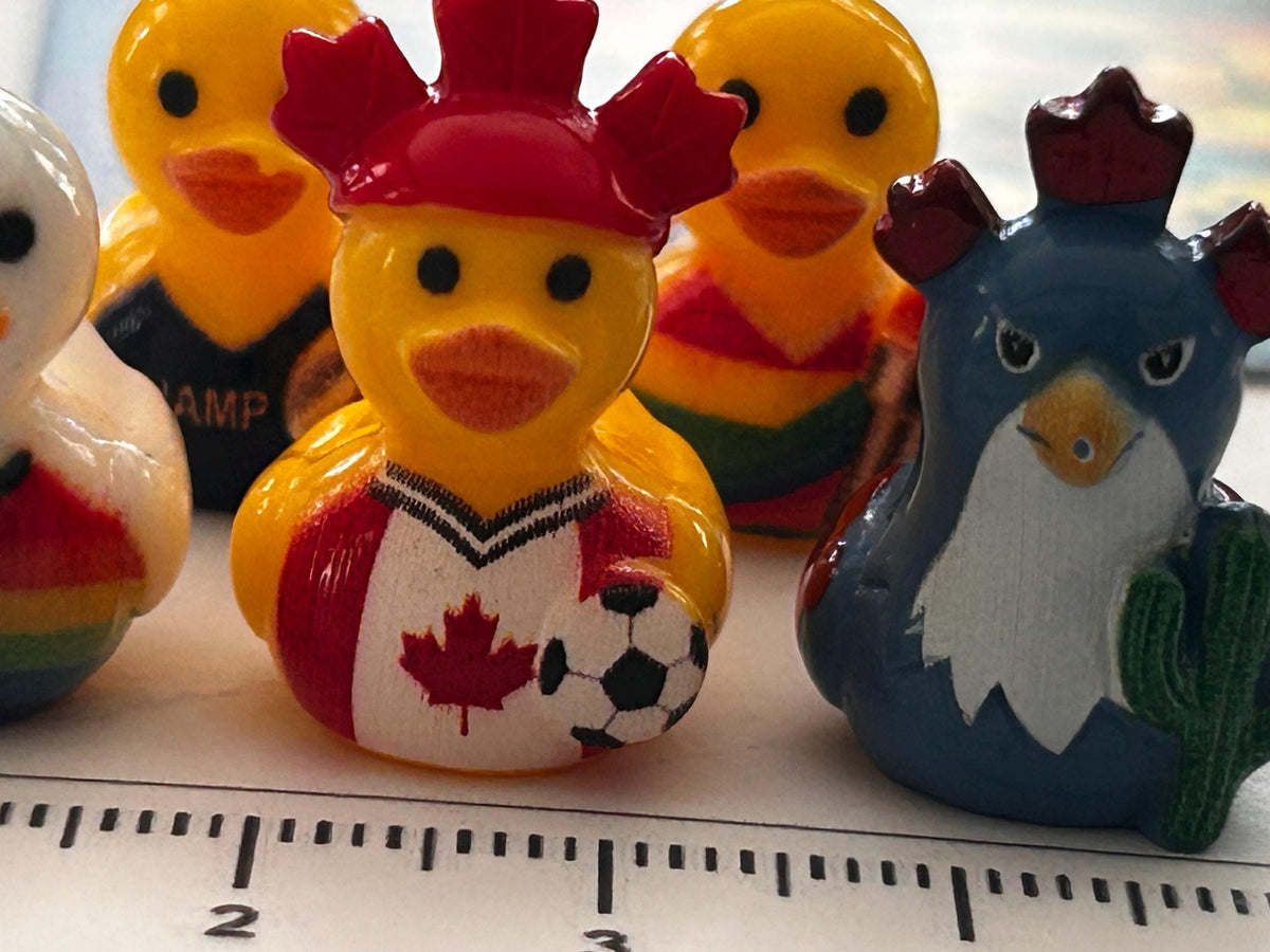 Set of 5, Soccer Teams World Cup (Set 2) Themed Mini Resin Ducks, Magnetic or Non-Magnetic, Optional Personalized Duck Hiding Tags