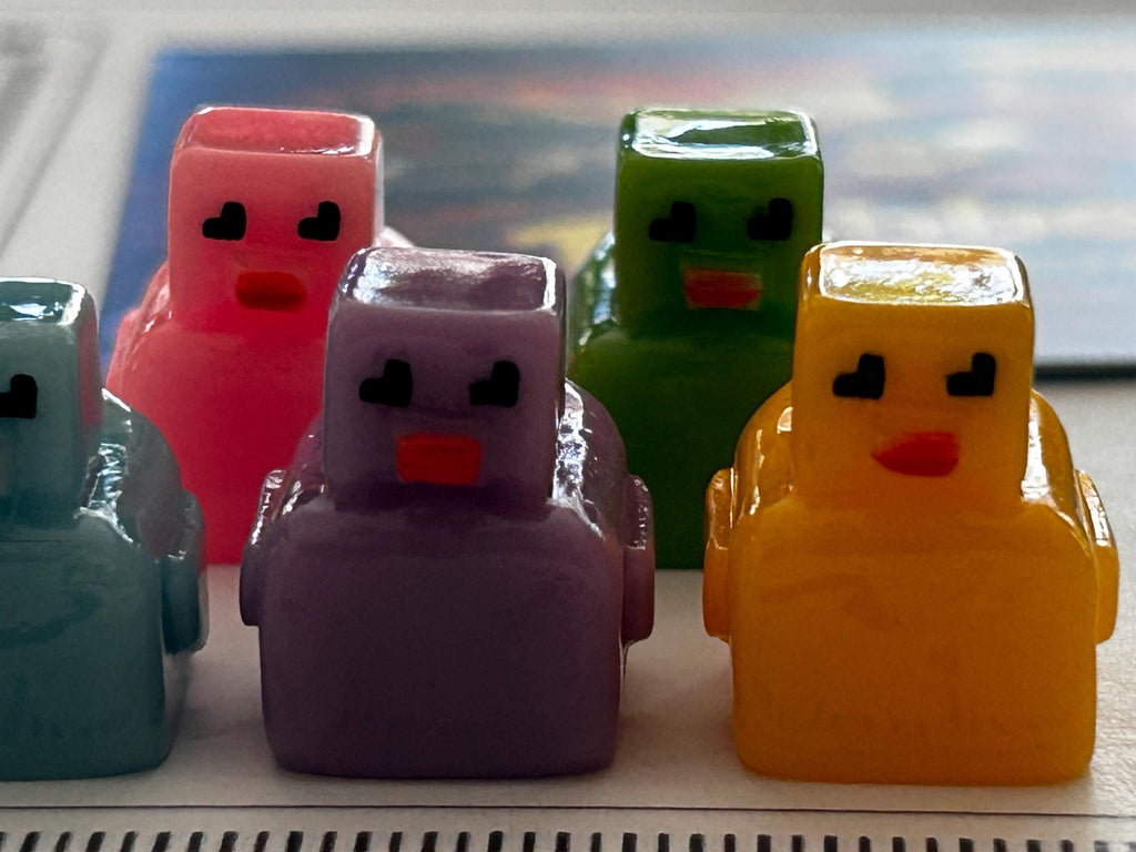 Set of 5, Pixel Block Themed Mini Resin Ducks, Magnetic or Non-Magnetic, Optional Personalized Duck Hiding Tags