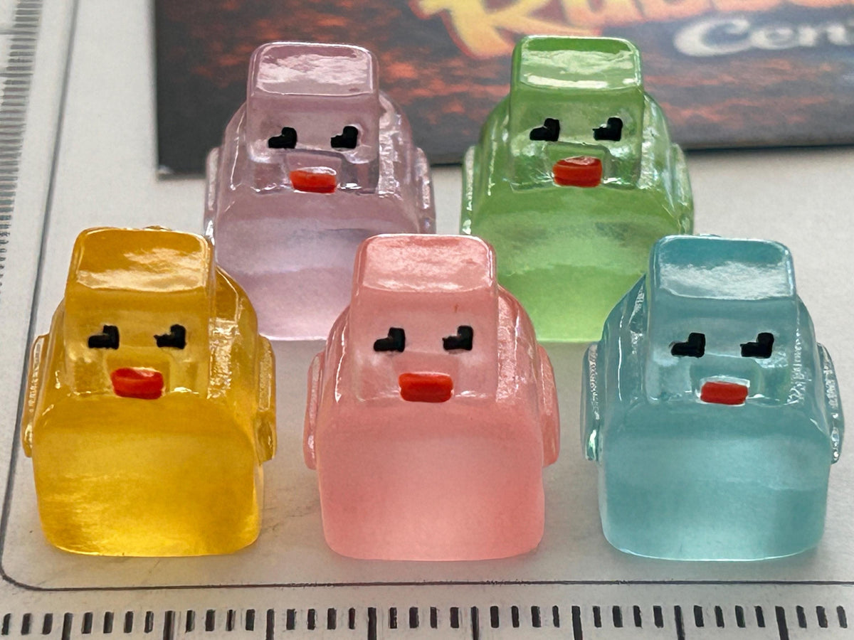 Set of 5, Glow-in-the-Dark Pixel Block Themed Mini Resin Ducks, Magnetic or Non-Magnetic, Optional Personalized Duck Hiding Tags