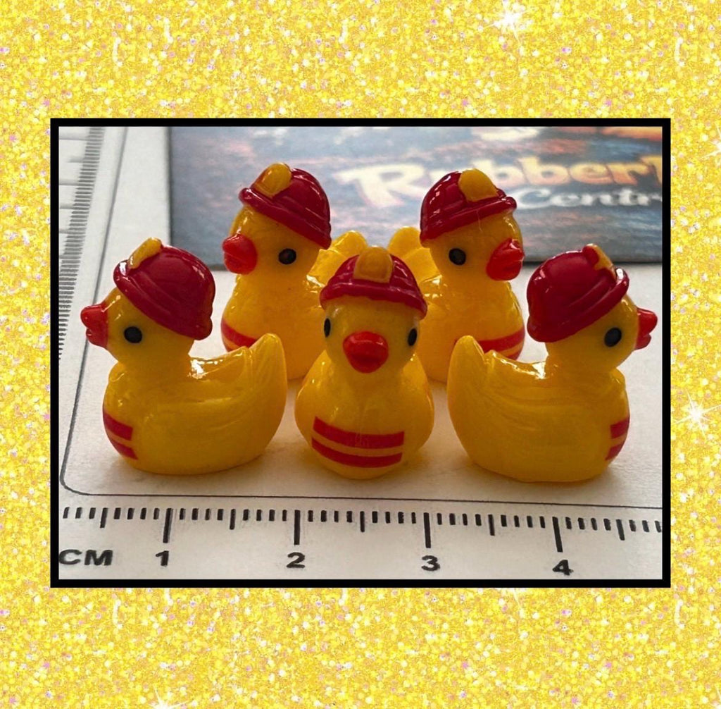 Set of 5, Fireman Themed Mini Resin Ducks, Magnetic or Non-Magnetic, Optional Personalized Duck Hiding Tags