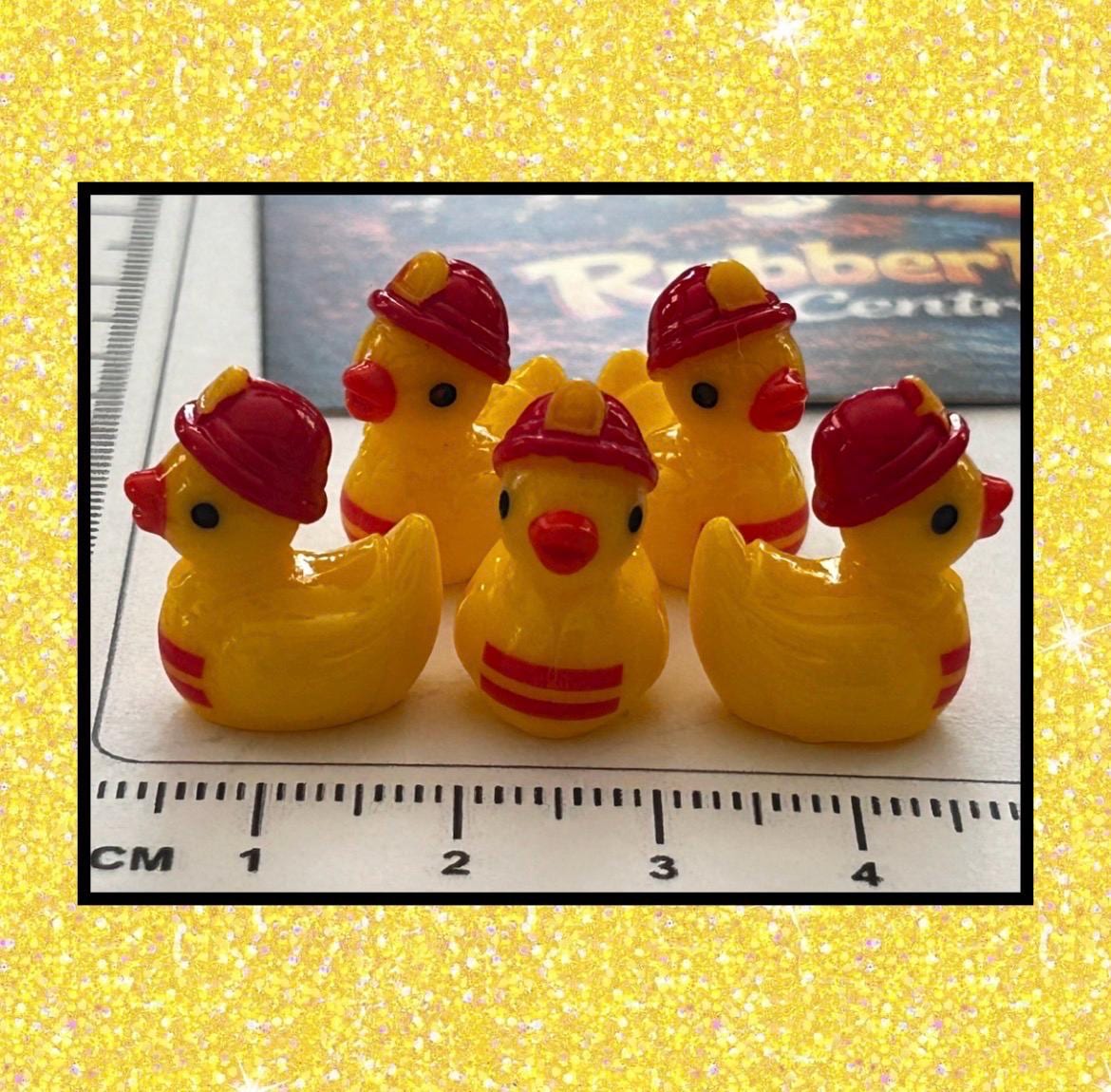 Set of 5, Fireman Themed Mini Resin Ducks, Magnetic or Non-Magnetic, Optional Personalized Duck Hiding Tags