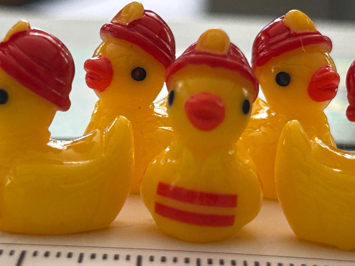 Set of 5, Fireman Themed Mini Resin Ducks, Magnetic or Non-Magnetic, Optional Personalized Duck Hiding Tags