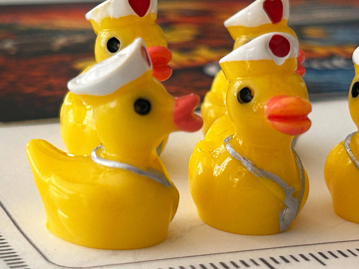 Set of 5, Yellow Nurse Themed Mini Resin Ducks, Magnetic or Non-Magnetic, Optional Personalized Duck Hiding Tags
