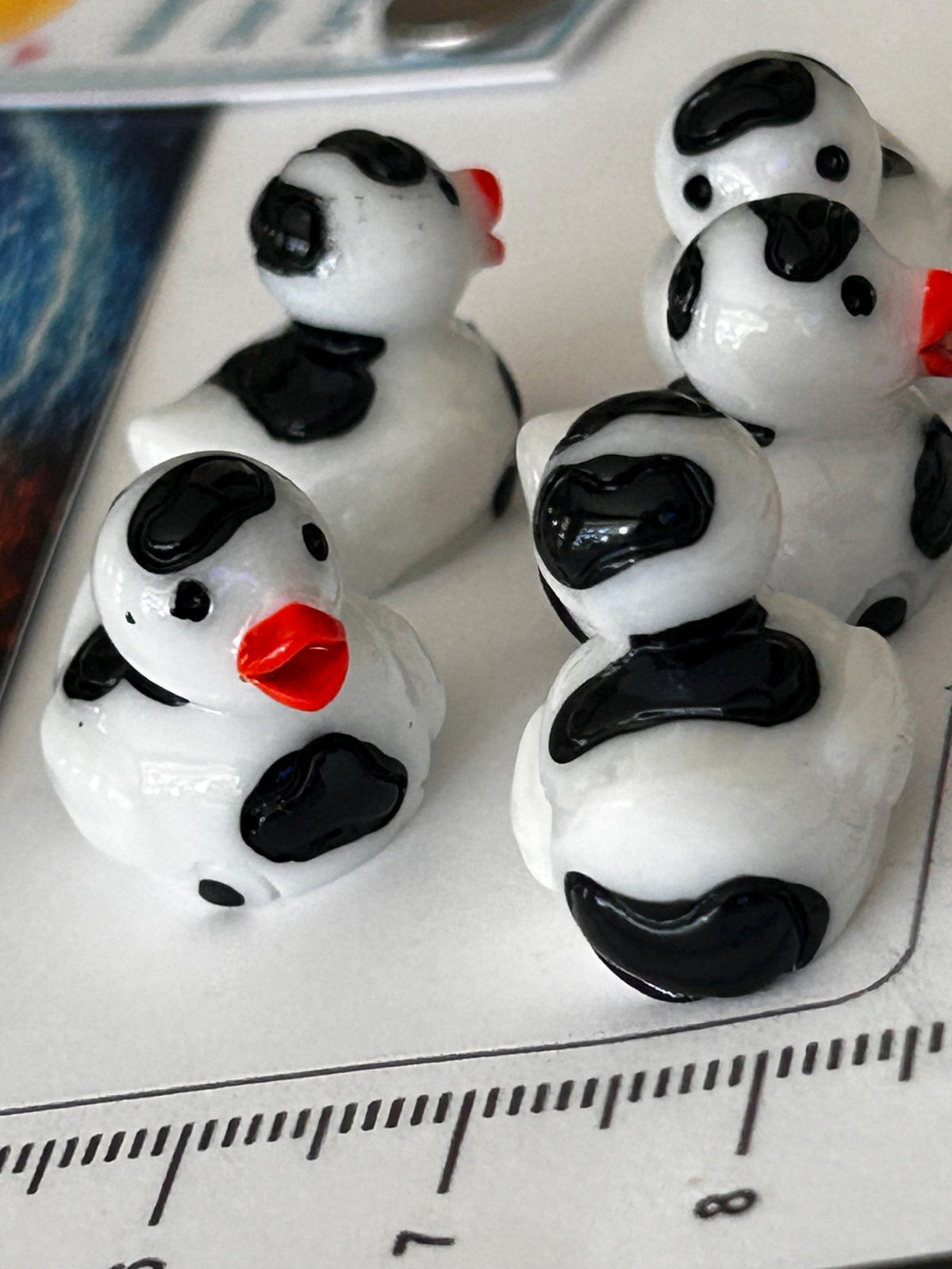 Set of 5, Cow Print Themed Mini Resin Ducks, Magnetic or Non-Magnetic, Optional Personalized Duck Hiding Tags