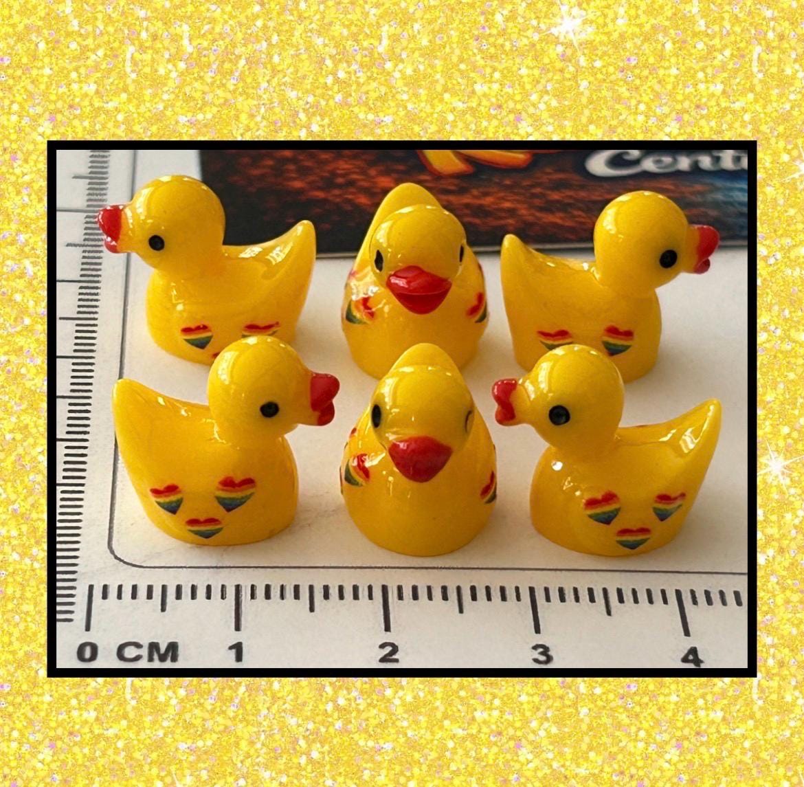 Set of 6, Rainbow Hearts Themed Mini Resin Ducks, Magnetic or Non-Magnetic, Optional Personalized Duck Hiding Tags