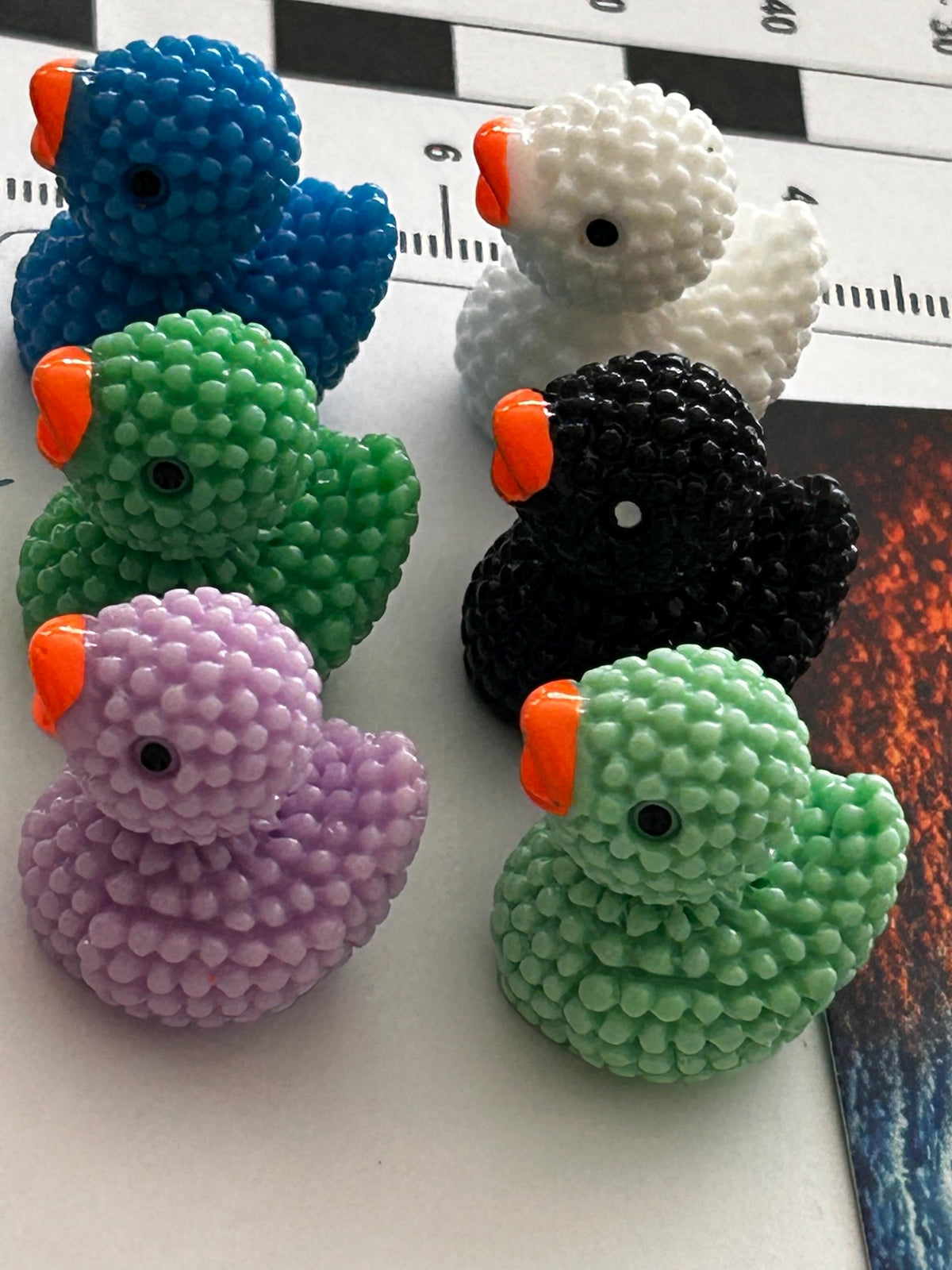 Set of 6, Textured Mini Resin Ducks, Magnetic or Non-Magnetic, Optional Personalized Duck Hiding Tags