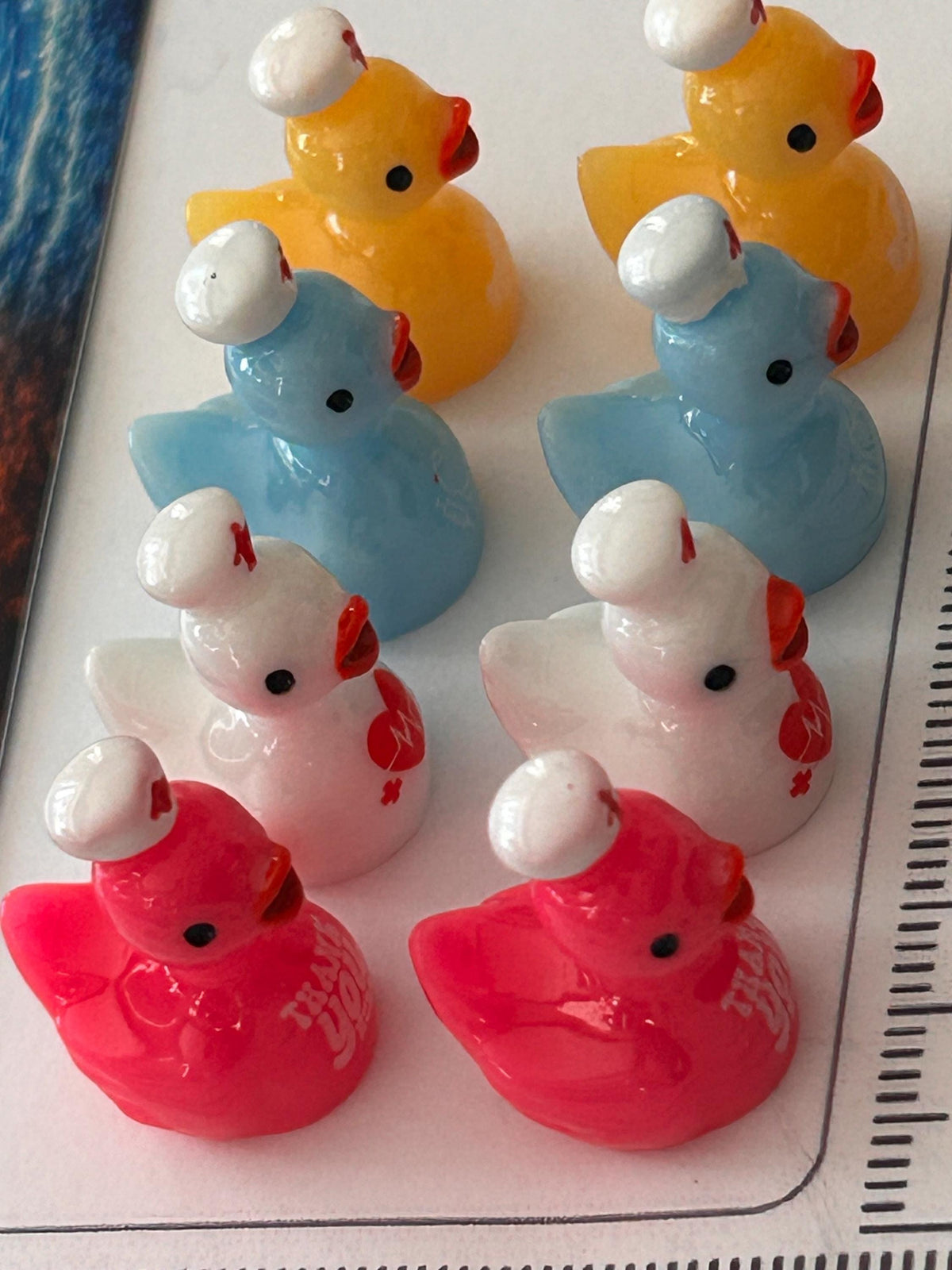 Set of 8, Nurse with Hat Themed Mini Resin Ducks, Magnetic or Non-Magnetic, Optional Personalized Duck Hiding Tags