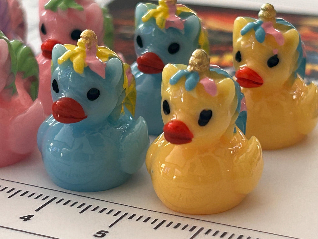 Set of 8, Colorful Unicorn Themed Mini Resin Ducks, Magnetic or Non-Magnetic, Optional Personalized Duck Hiding Tags