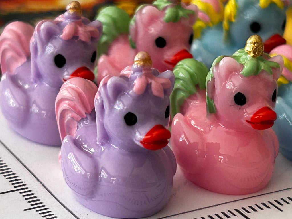 Set of 8, Colorful Unicorn Themed Mini Resin Ducks, Magnetic or Non-Magnetic, Optional Personalized Duck Hiding Tags