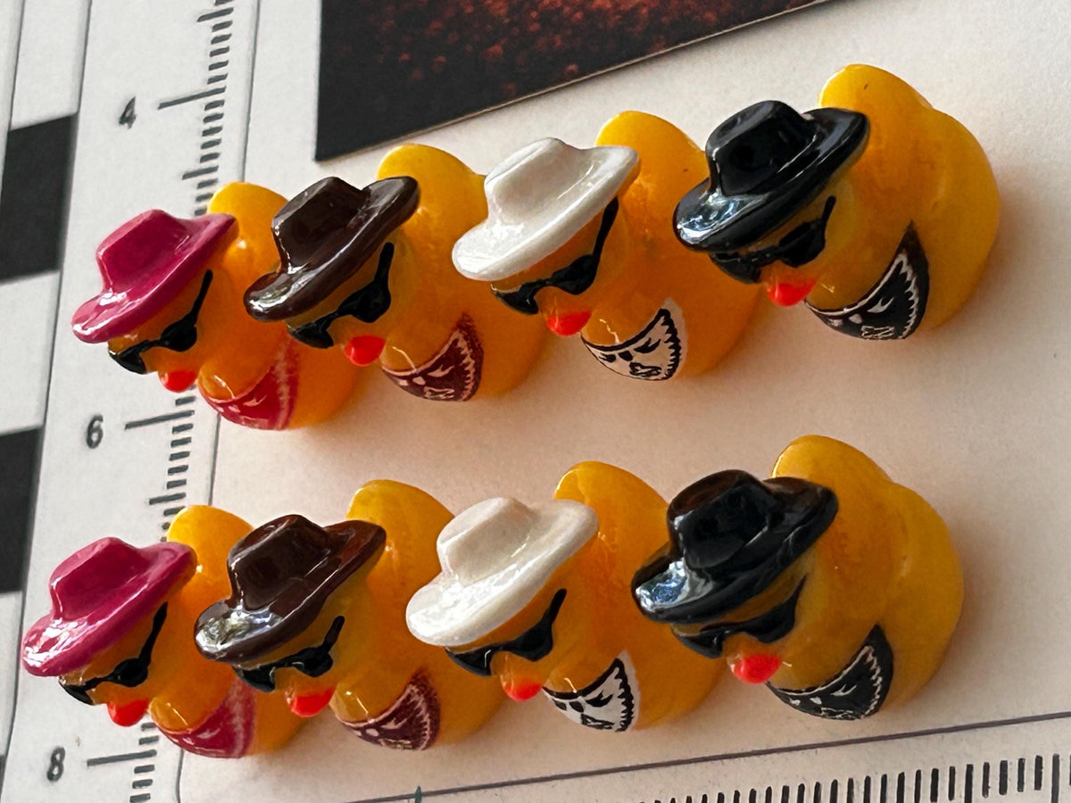 Set of 8, Cowboy Hat and Scarf Themed Mini Resin Ducks, Magnetic or Non-Magnetic, Optional Personalized Duck Hiding Tags