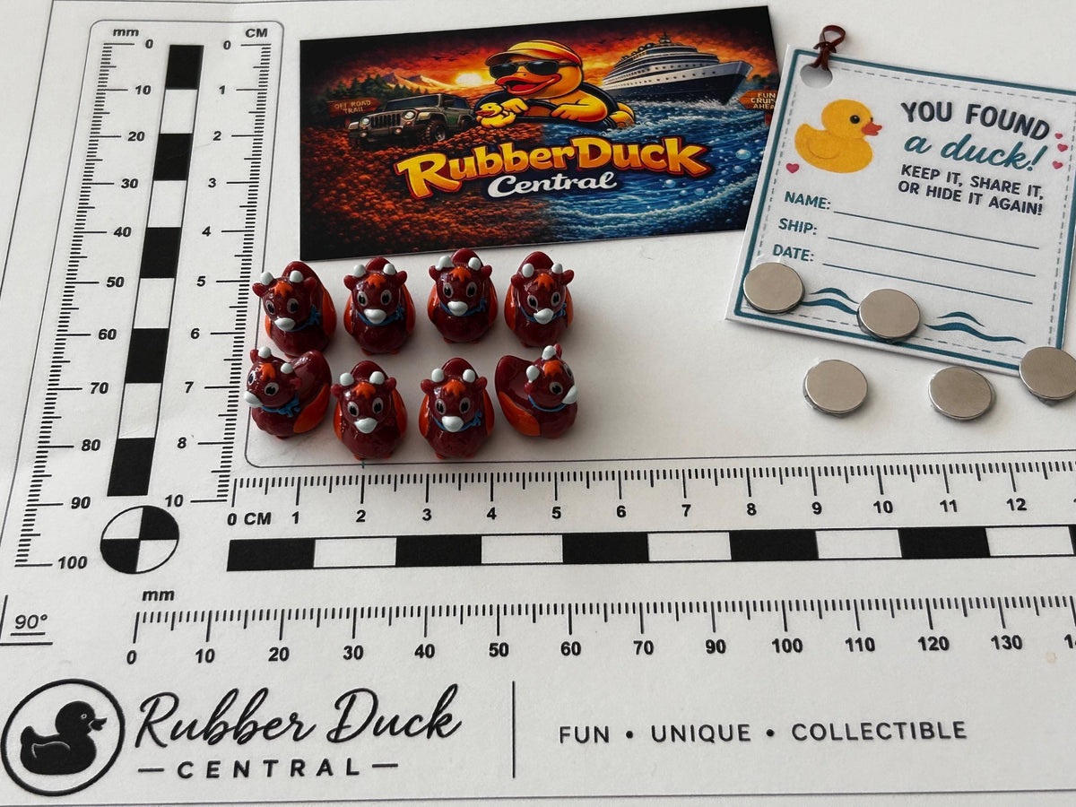 Set of 8, Highland Cow Themed Mini Resin Ducks, Magnetic or Non-Magnetic, Optional Personalized Duck Hiding Tags