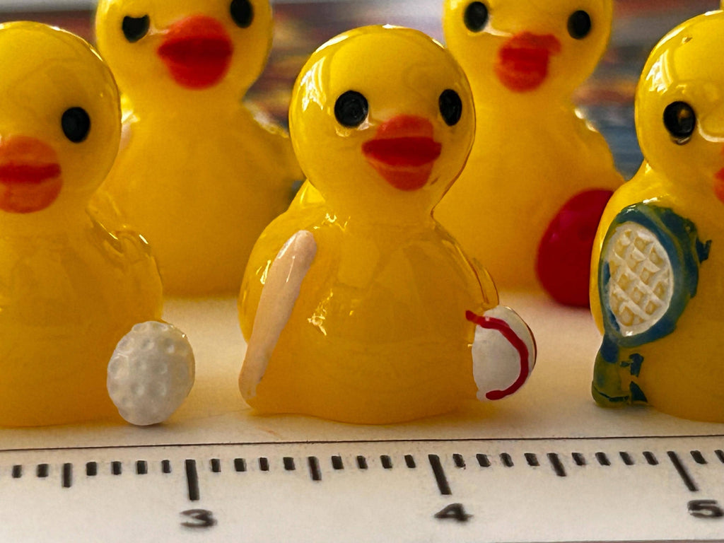 Set of 8, Sports Themed Mini Resin Ducks, Magnetic or Non-Magnetic, Optional Personalized Duck Hiding Tags