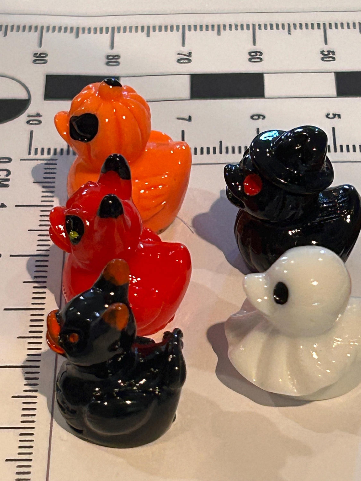 Set of 5, Spooky Halloween (Set 2) Themed Mini Resin Ducks, Magnetic or Non-Magnetic, Optional Personalized D