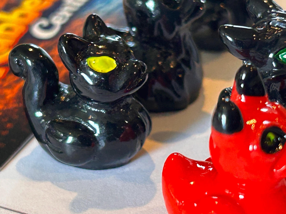 Set of 7, Spooky Halloween (Set 3) Themed Mini Resin Ducks, Magnetic or Non-Magnetic, Optional Personalized Duck Hiding Tags