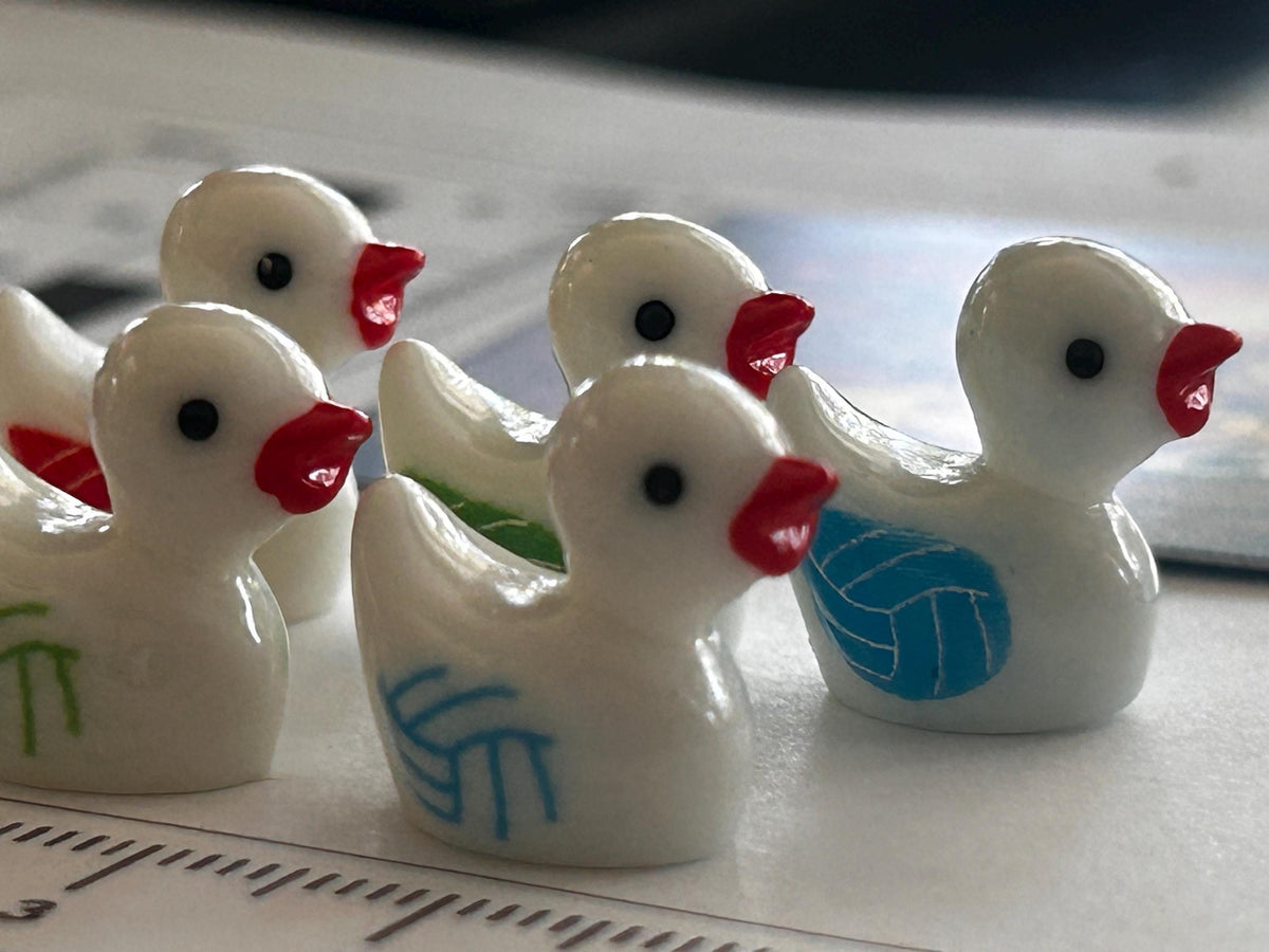 Set of 6, Volleyball Themed Mini Resin Ducks, Magnetic or Non-Magnetic, Optional Personalized Duck Hiding Tags