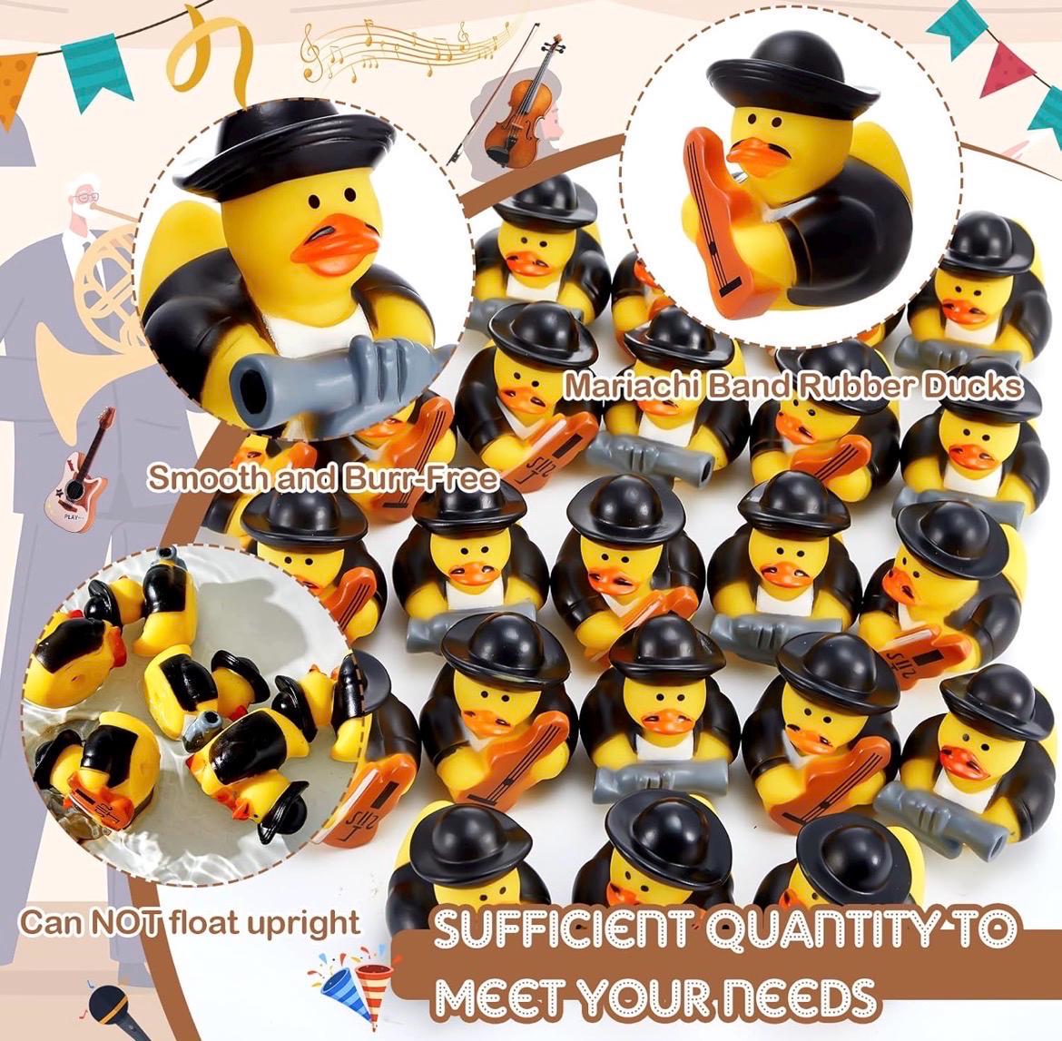 2 inch - 6pc mariachi band rubber ducks – 2” fiesta duck set
