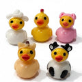 Set of 5, Farm Animal Themed Mini Resin Ducks, Magnetic or Non-Magnetic, Optional Personalized Duck Hiding Tags