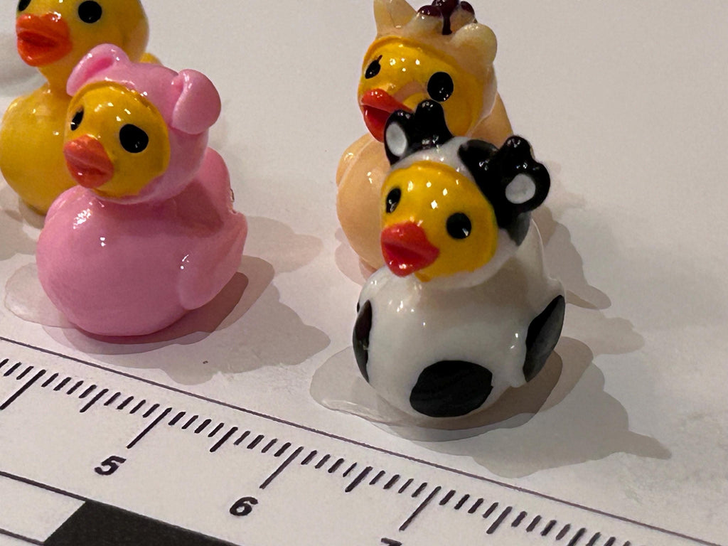 Set of 5, Farm Animal Themed Mini Resin Ducks, Magnetic or Non-Magnetic, Optional Personalized Duck Hiding Tags