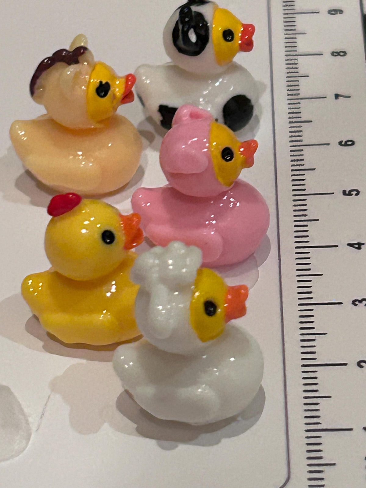 Set of 5, Farm Animal Themed Mini Resin Ducks, Magnetic or Non-Magnetic, Optional Personalized Duck Hiding Tags
