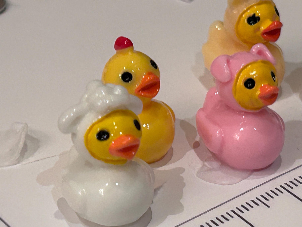 Set of 5, Farm Animal Themed Mini Resin Ducks, Magnetic or Non-Magnetic, Optional Personalized Duck Hiding Tags