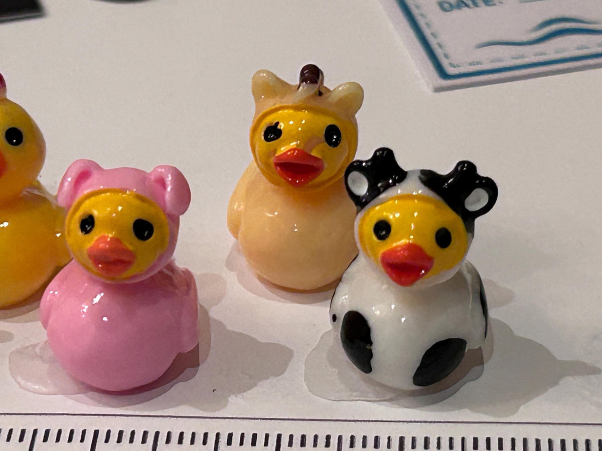 Set of 5, Farm Animal Themed Mini Resin Ducks, Magnetic or Non-Magnetic, Optional Personalized Duck Hiding Tags