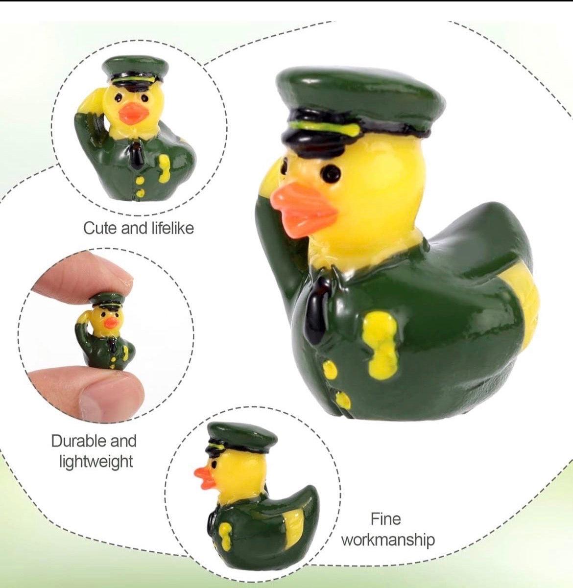 Set of 6, Army Military Themed Mini Resin Ducks, Magnetic or Non-Magnetic, Optional Personalized Duck Hiding Tags