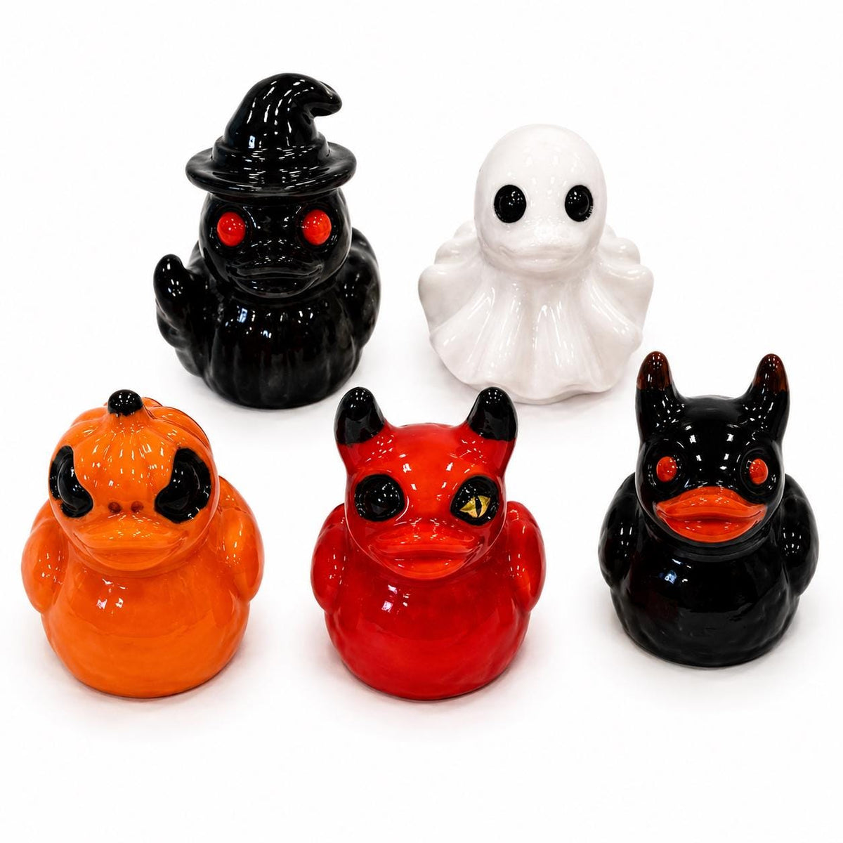 Set of 5, Spooky Halloween (Set 2) Themed Mini Resin Ducks, Magnetic or Non-Magnetic, Optional Personalized D