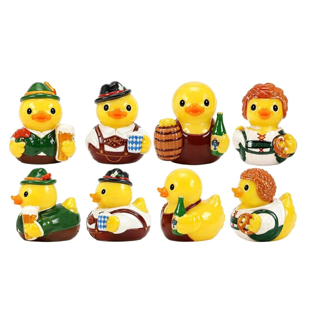 Set of 8, Octoberfest Themed Mini Resin Ducks, Magnetic or Non-Magnetic, Optional Personalized Duck Hiding Tags
