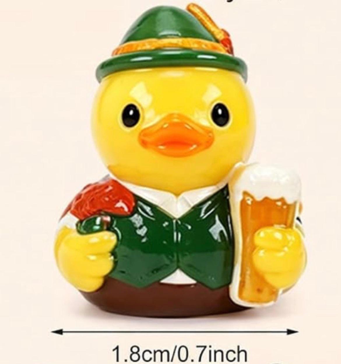 Set of 8, Octoberfest Themed Mini Resin Ducks, Magnetic or Non-Magnetic, Optional Personalized Duck Hiding Tags
