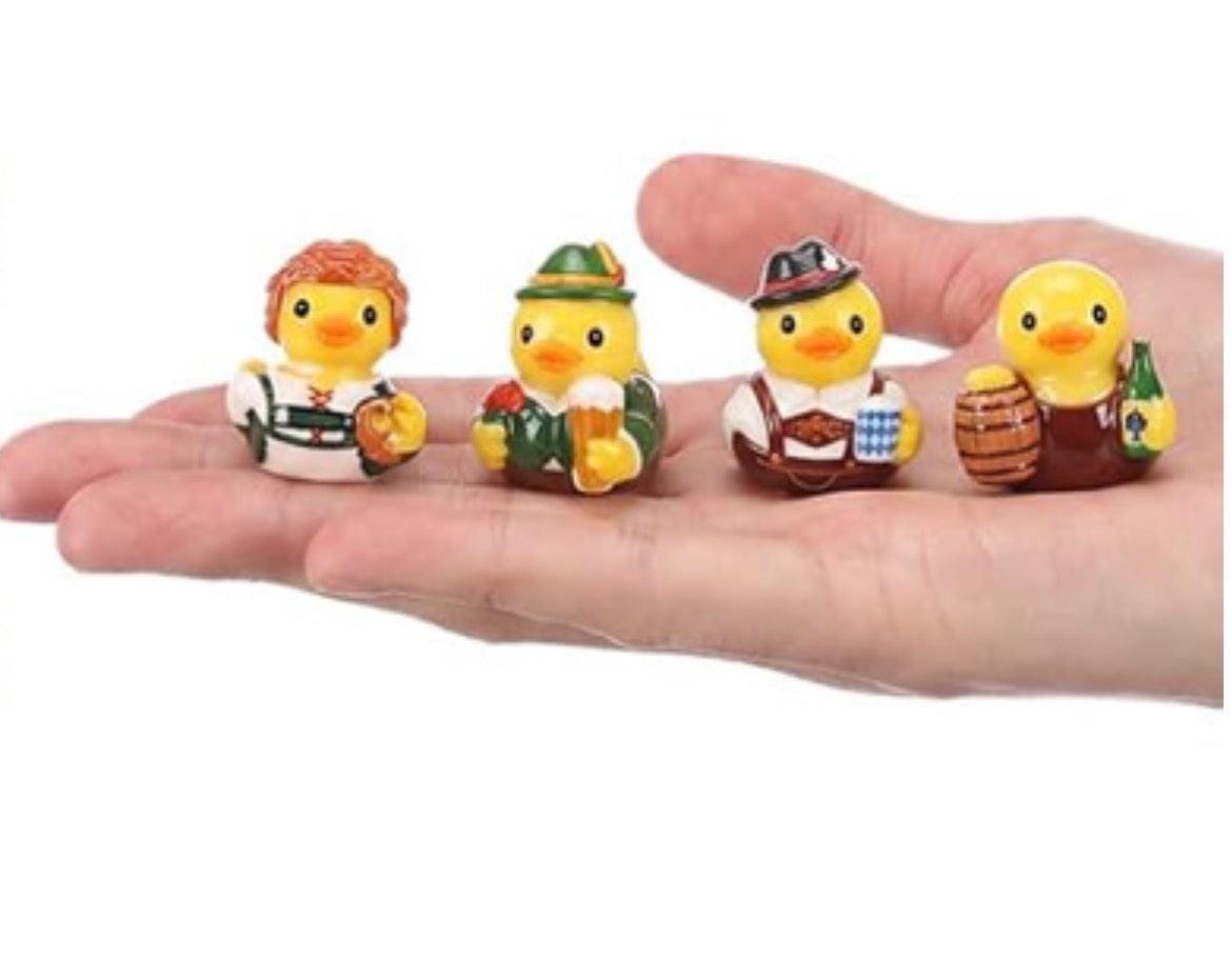 Set of 8, Octoberfest Themed Mini Resin Ducks, Magnetic or Non-Magnetic, Optional Personalized Duck Hiding Tags