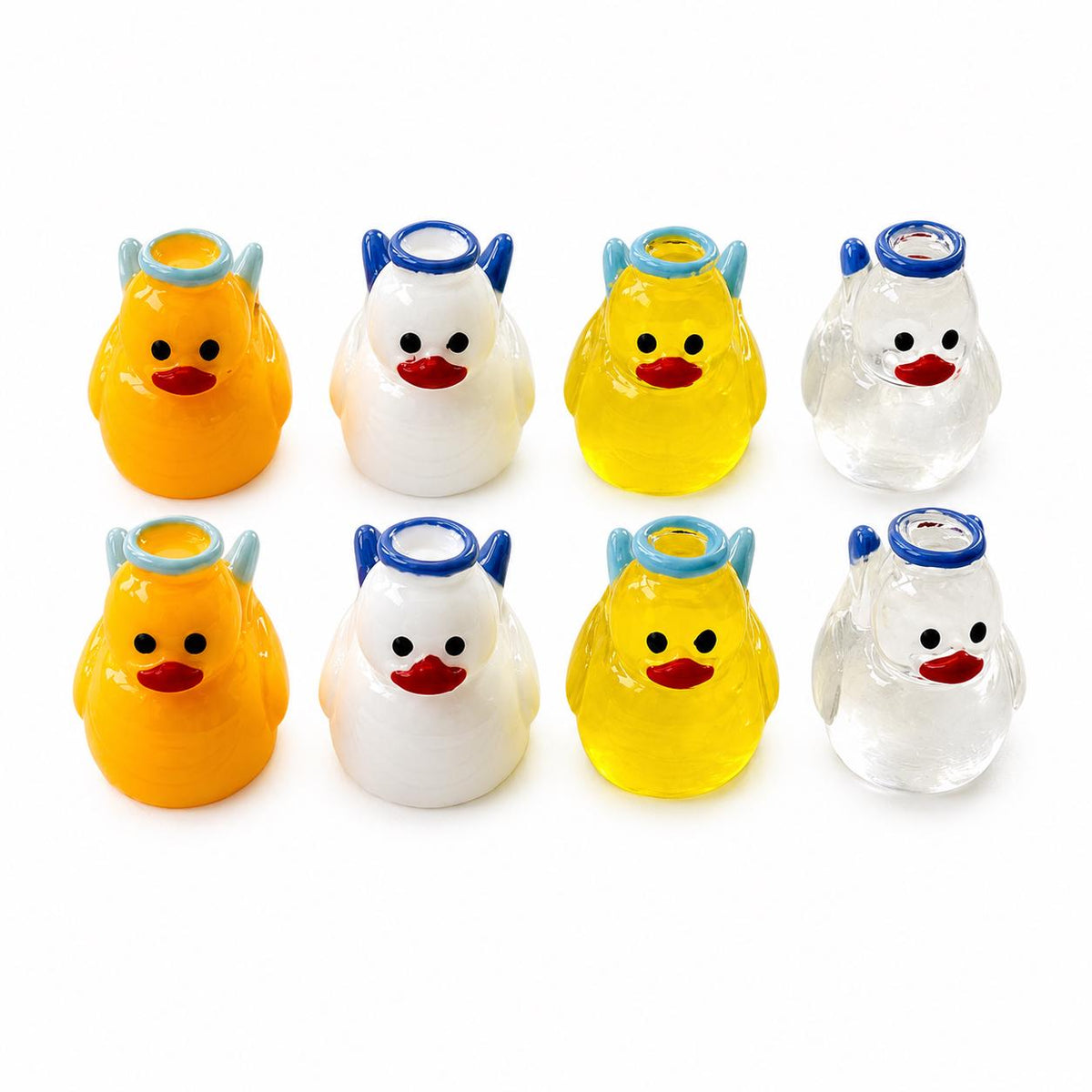 Set of 8, angel themed mini resin ducks, magnetic or non-magnetic, optional personalized duck hiding tags