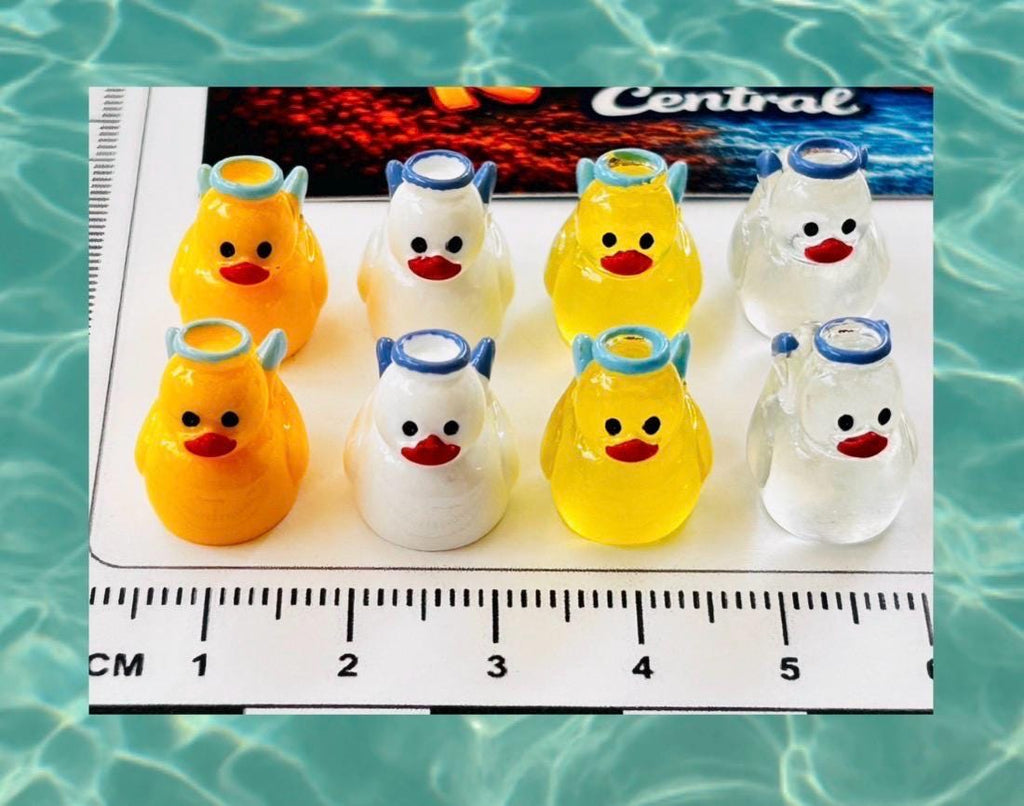 Set of 8, angel themed mini resin ducks, magnetic or non-magnetic, optional personalized duck hiding tags