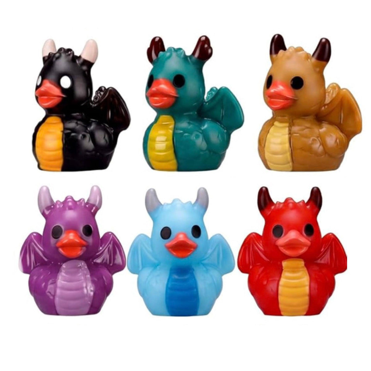 Set of 6, Dragon Themed Mini Resin Ducks, Magnetic or Non-Magnetic, Optional Personalized Duck Hiding Tags