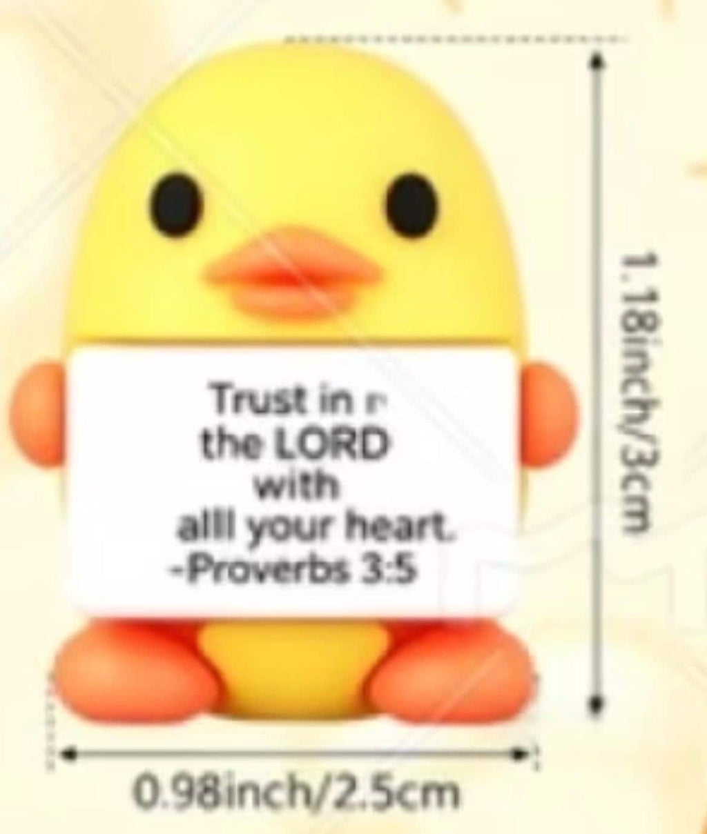 Share a little faith, encouragement, and joy with this Set of 5 Faithful Mini Ducks! Each mini PVC duck features a Bible Verse
