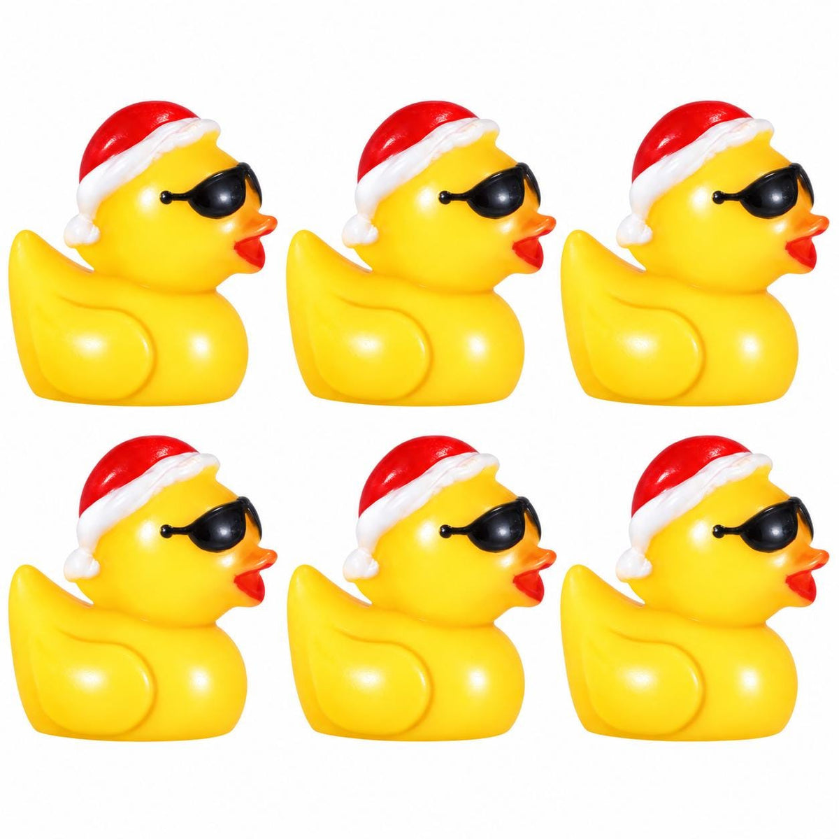 Set of 5, Santa Hat Christmas Themed Mini Resin Ducks, Magnetic or Non-Magnetic, Optional Personalized Duck Hiding Tags