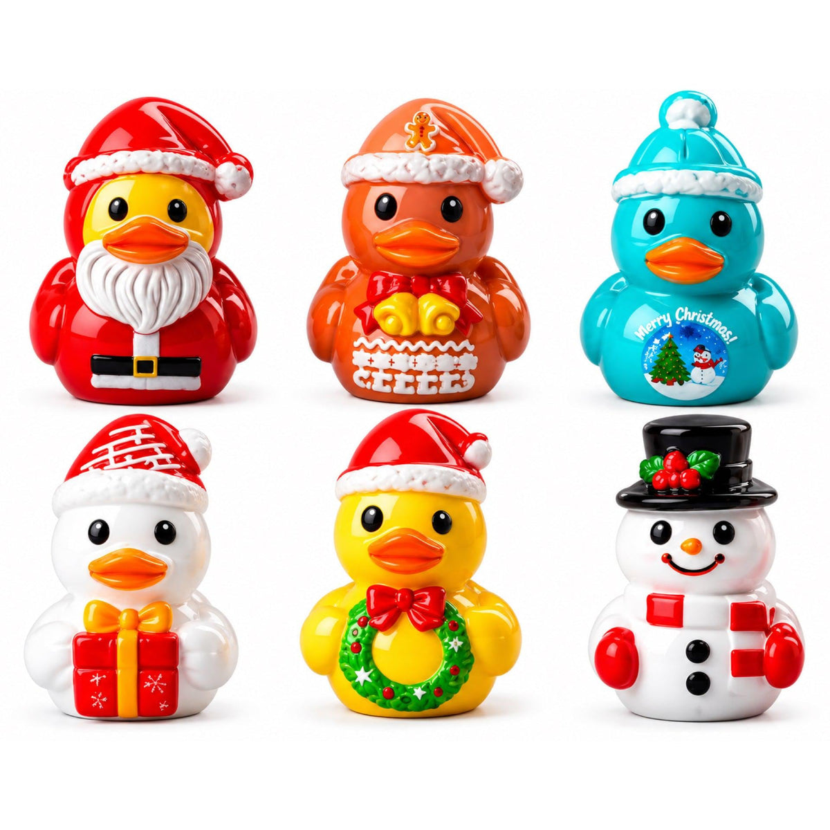 Set of 6, Christmas Themed Mini Resin Ducks, Magnetic or Non-Magnetic, Optional Personalized Duck Hiding Tags