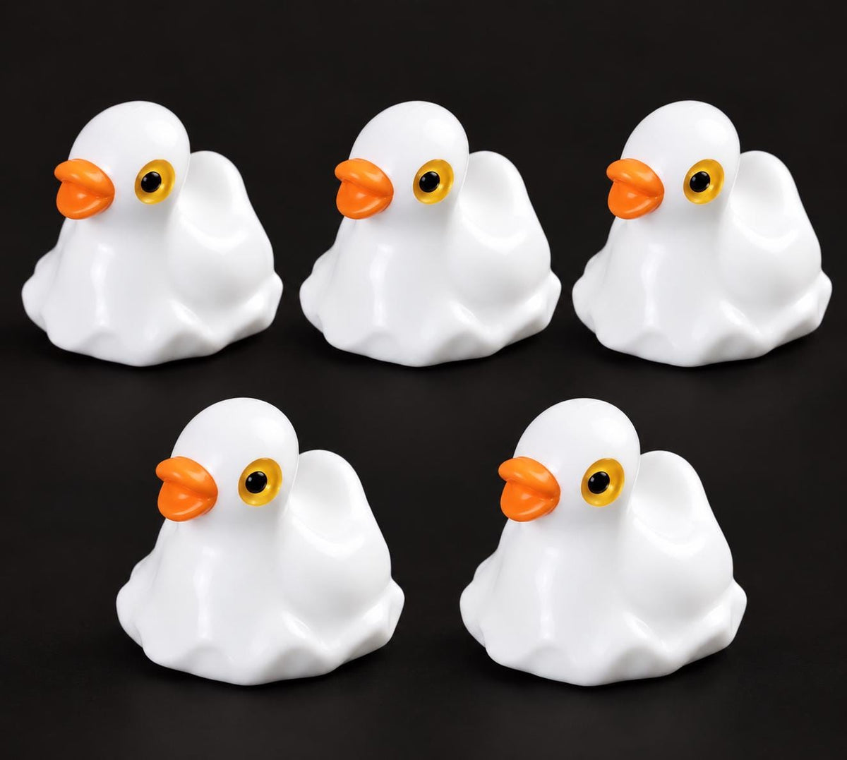 Set of 5, Halloween Ghost Themed Mini Resin Ducks, Magnetic or Non-Magnetic, Optional Personalized Duck Hiding Tags