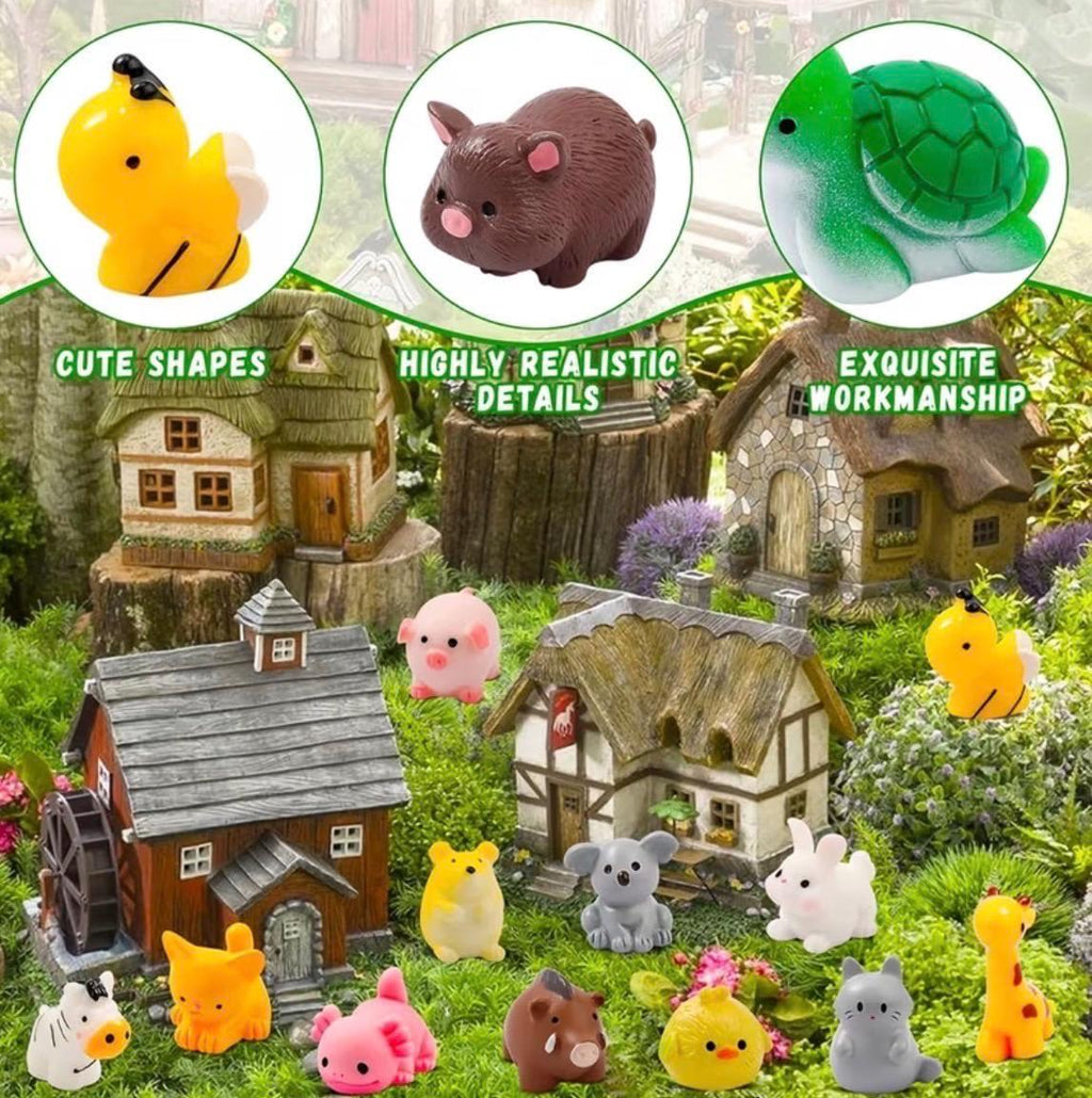 42-Piece Mini Resin Animal Collection – Assorted Tiny Animals for Crafts, Fairy Gardens, Miniature Displays & DIY Décor – Optional Magnets
