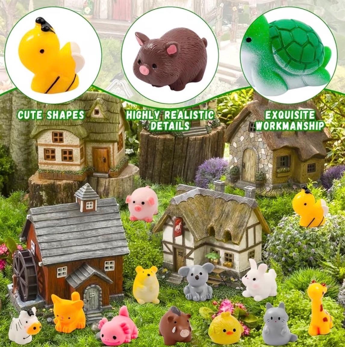 42-Piece Mini Resin Animal Collection – Assorted Tiny Animals for Crafts, Fairy Gardens, Miniature Displays & DIY Décor – Optional Magnets