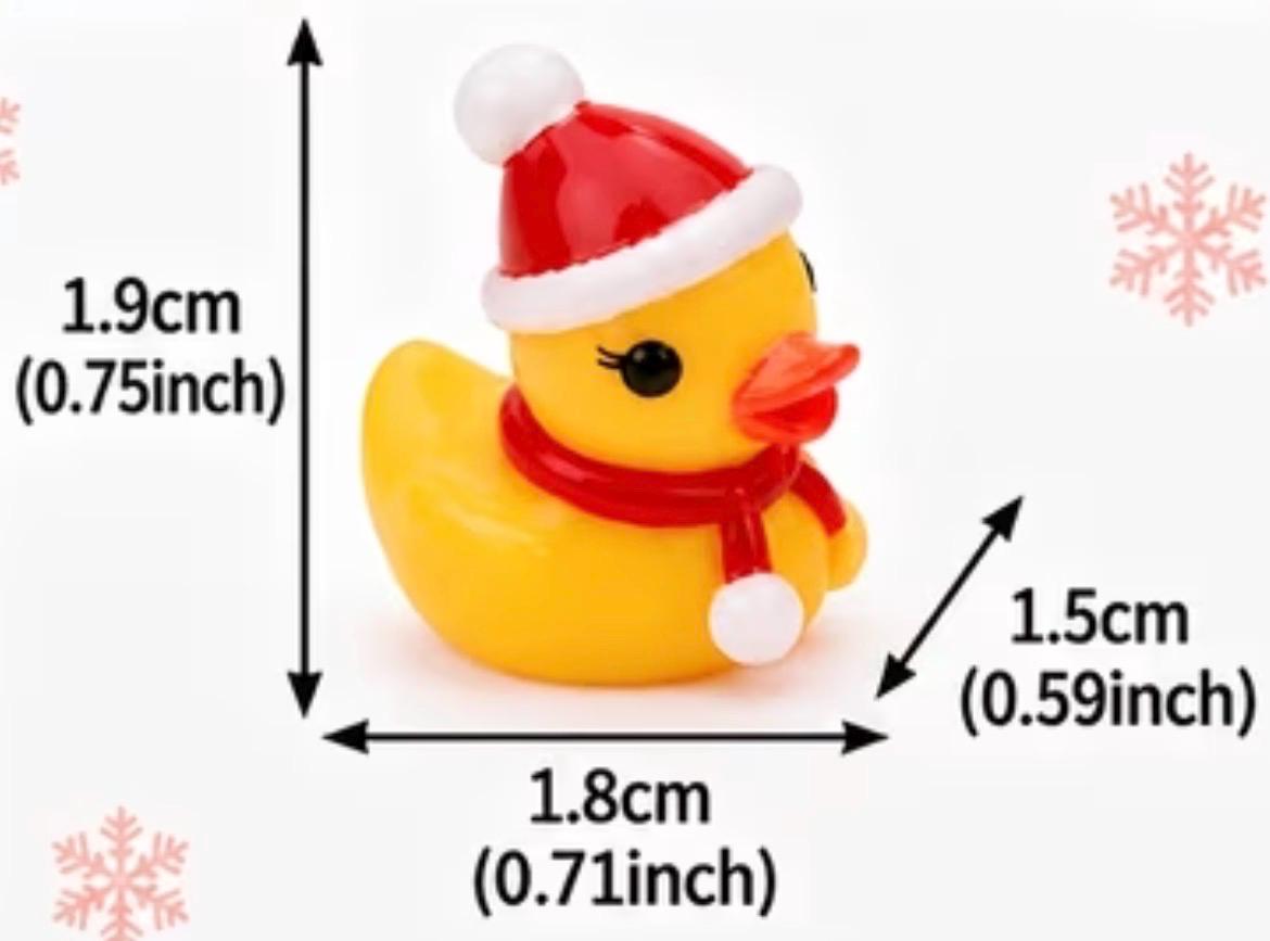 Set of 6, Santa Scarf & Hat Christmas Themed Mini Resin Ducks, Magnetic or Non-Magnetic, Optional Personalized Duck Hiding Tags