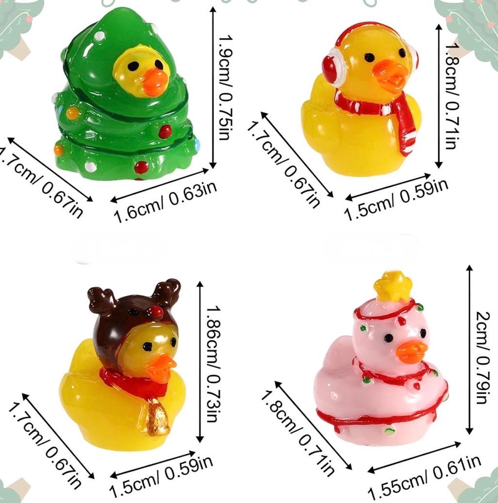 Set of 8, Christmas Mix (Set #2) Themed Mini Resin Ducks, Magnetic or Non-Magnetic, Optional Personalized Duck Hiding Tags