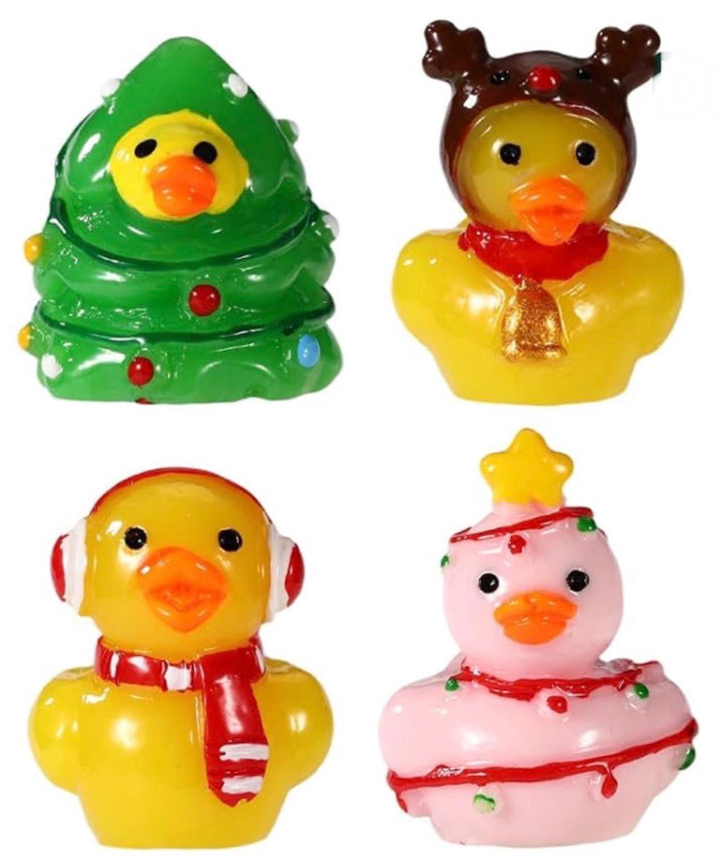 Set of 8, Christmas Mix (Set #2) Themed Mini Resin Ducks, Magnetic or Non-Magnetic, Optional Personalized Duck Hiding Tags