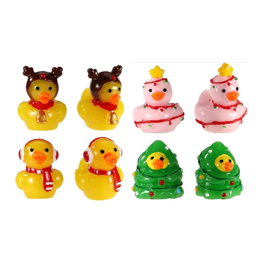 Set of 8, Christmas Mix (Set #2) Themed Mini Resin Ducks, Magnetic or Non-Magnetic, Optional Personalized Duck Hiding Tags