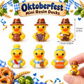 Set of 6, Octoberfeste (Set #2) Themed Mini Resin Ducks, Magnetic or Non-Magnetic, Optional Personalized Duck Hiding Tags
