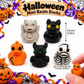 Set of 5, Spooky Halloween (Set 1) Themed Mini Resin Ducks, Magnetic or Non-Magnetic, Optional Personalized Duck Hiding Tags