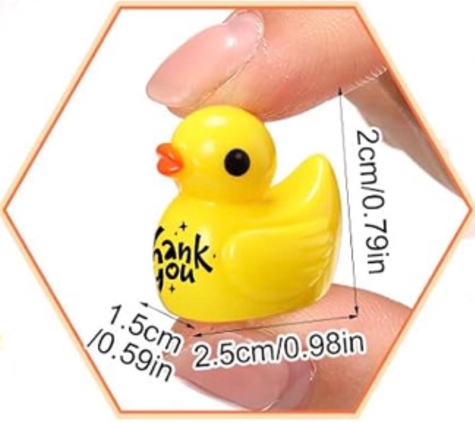 Set of 5, “Thank You” Themed Mini Resin Ducks, Magnetic or Non-Magnetic, Optional Personalized Duck Hiding Tags