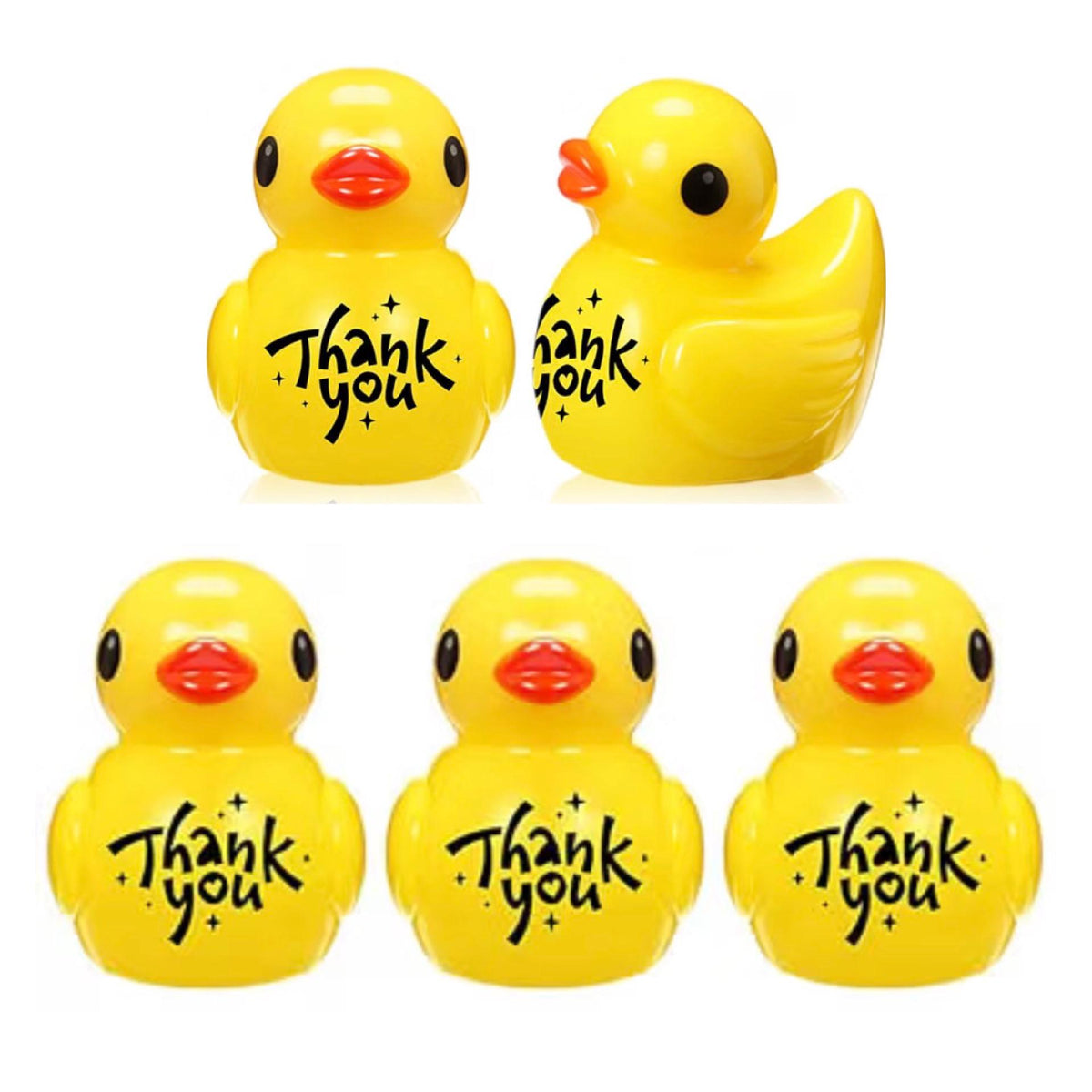 Set of 5, “Thank You” Themed Mini Resin Ducks, Magnetic or Non-Magnetic, Optional Personalized Duck Hiding Tags